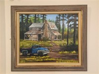 Framed oil painting