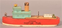 Keystone "Spring Motor Tug" Painted Wood Toy.