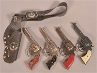Four Various Lone Ranger Cast Metal Cap Pistols.