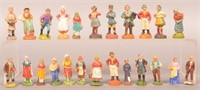 24 German Painted Composition Village Figures.