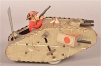 Marx Tin Wind-up Tank with Doughboy Driver.