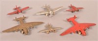 Six Various Vintage Rubber Toy Airplanes.