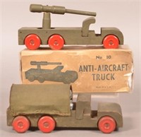 Two U.S.A. Vintage Wood Army Vehicles.