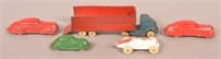 Five Various Vintage Rubber Toy Vehicles.