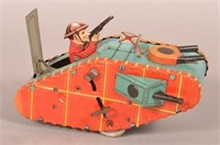 Marx Tin Wind-up Tank with Doughboy Driver.