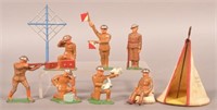7 U.S. WW1 Signal Corps Painted Cast Metal Toy Sol