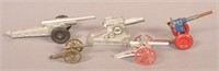 Five Various Vintage Metal Toy Howitzers.