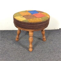 Maple Foot Stool with Patchwork Upholstery