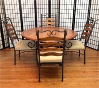 Douglas Furniture, Oak and Iron Table and 4 Chairs