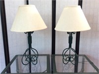 2 Matching Lamps with Teal wire Bases