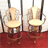2 Cast Metal Bar Stools / Chairs