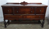 Antique Rockford Furn. Ornate Solid Wood Buffet