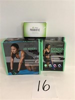 New Fitness Lot Ab Wheel Fitness Bands + Probiotic