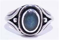 Blue Opal Sterling Silver 925 Ring Sz 5-1/2 6.6g