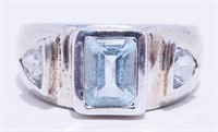 Aquamarine Sterling Silver 925 Ring Sz 6-1/2 4.2g