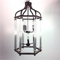 Bronze and Glass Foyer Ceiling Fixture