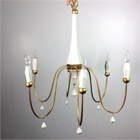 6 Arm White and Gold Chandelier