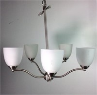 Brushed Nickel 5 Light Chandelier with Shades