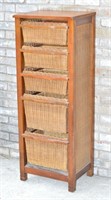 Wood & Wicker Storage Shelf