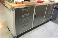 Rolling Wood Top Tool Cabinet