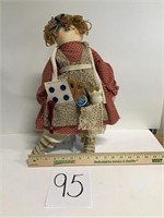 Handmade Doll with stand lady sewing