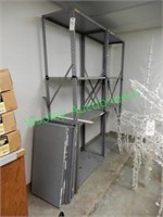 Row of Misc Metal Shelving  2 Assembled Units and