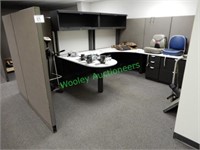Steelcase Cubicle Office Desk and Over Counter Cab