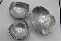 3 pc MCM Nambe Aluminum  Bowls
