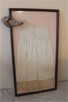 Antique Framed Childs Dress and Shoes