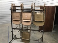 Rolling Chair Rack & 15+/- Chairs