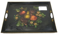 Tole decorated tray, 16.5" x 22.5"
