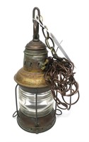Brass Electrified Hanging Lantern, 13"