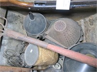 Early wooden wash machine with assorted primitives