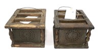 2 - Early Wooden tole foot warmers