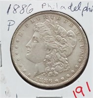 1886 P Morgan US silver dollar Philadelphia XF