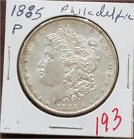 1885 P Morgan US silver dollar Philadelphia XF