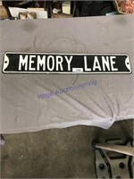 Memory Lane metal sign, 6 x 32