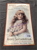 Ayer's Sarsaparilla tin sign, 9.5 x 16