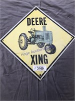 Deere Xing tin sign, 12 x 12