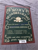 Mom's Bed & Breakfast tin sign, 12 x 16.5