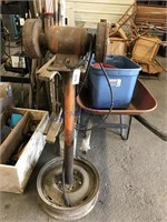 Bench grinder on stand
