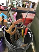 Black bucket--asst tools, wire, level, etc