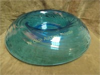 blue swirl 1930's fostoria glass console bowl