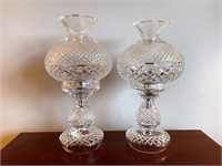 Pr. Waterford lamps, heavy crystal, 14” tall by