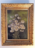 Oil painting of daisies 10“ x 14“ canvas, 15“ x