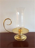 Baldwin brass candle holder, Hurricane shade 13