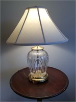 Waterford lamp on brass base, 9 inch vase, 22