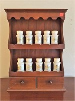 Spice rack, two drawers, 13“ x 18“ tall.