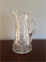 Cut glass pitcher,  10 inch tall, 5 inch