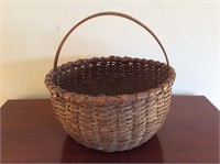 Splint oak basket with handle 11 inch diameter,